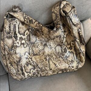 Sondra Roberts Snakeskin Hobo Bag - Black and Tan